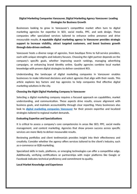 Digital Marketing Companies Vancouver, Digital Marketing Agency Vancouver Leading Strategies for Business Growth.docx