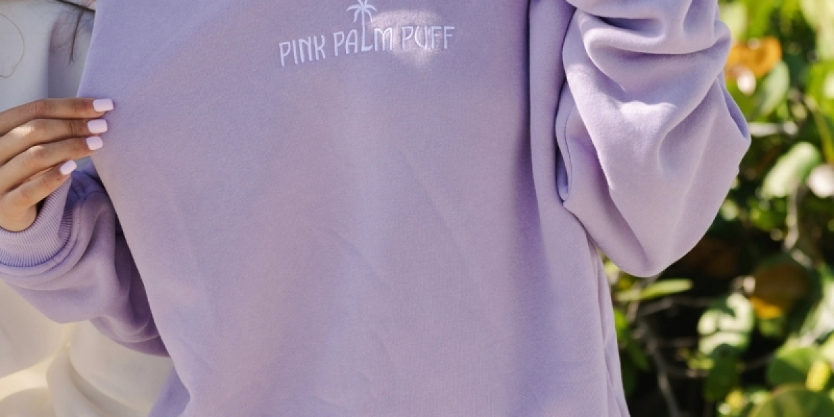 Pink Palm Puff Hoodie for Everyday Casual Style