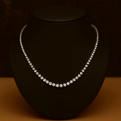 4.44ct 100% Natural Diamond Tennis Necklace, 9k White Gold Profile Picture