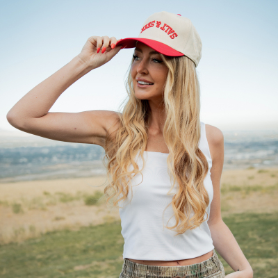 Salt & Seek Upside Down Snapback Hat (Cream/Red) Profile Picture